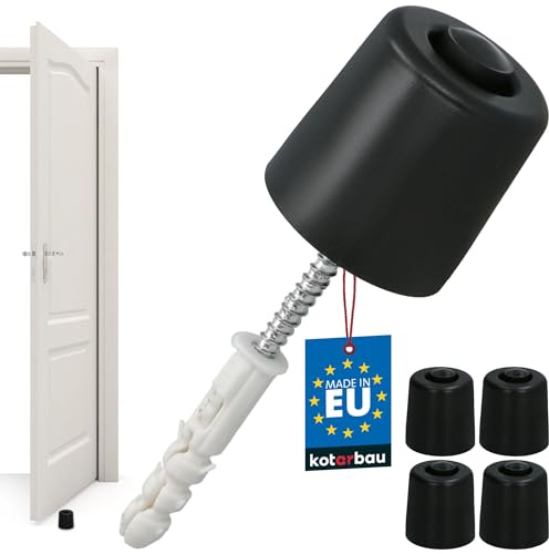 KOTARBAU® 4er Set Türstopper Boden zum Schrauben - 43 mm - Schwarz - Bodentürstopper - Bodenmontage - Türstopper - aus Gummi