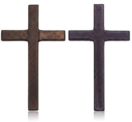 BDEPSTR 2pz Crocifisso da Parete in Legno | Decorazione Religiosa Moderna | Regalo per Battesimo e Preghiera