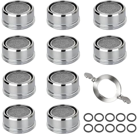 Lote de 10 espumador grifo M24 aireadores con llave de acero inoxidable, punta de grifo para cocina y cuarto de baño, cepillo, antisalpicaduras, filtro para ahorro de agua