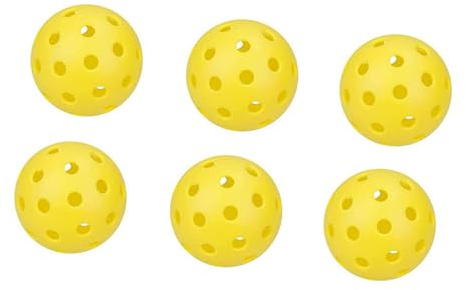 VGEBY Juego de 6 Bolas de 40 Agujeros, Bolas de Polietileno de 2,9 Pulgadas de Alto Rebote a Prueba de Impactos para Exteriores con Diseño de Múltiples Agujeros para Entrenamiento y (Yellow)
