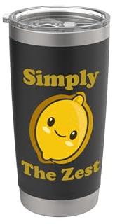Simply The Zest Carino Adorabile Kawaii Lemon Food Pun Bicchiere termico in acciaio inox doppia parete