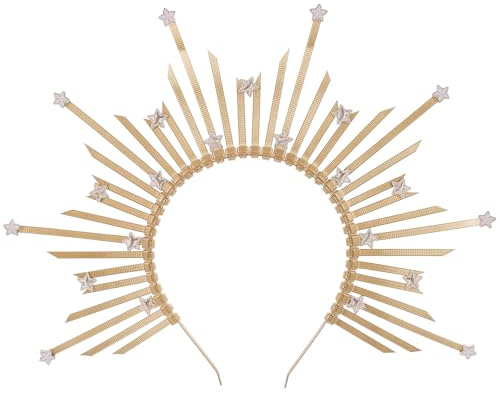 SECFOU Haarreif Sonne Gold mit Stachelkronen Stirnband aus Metall und Kunststoff Bequem und Tragbar für Göttinnenkostüme und Halloween Haarschmuck für Damen