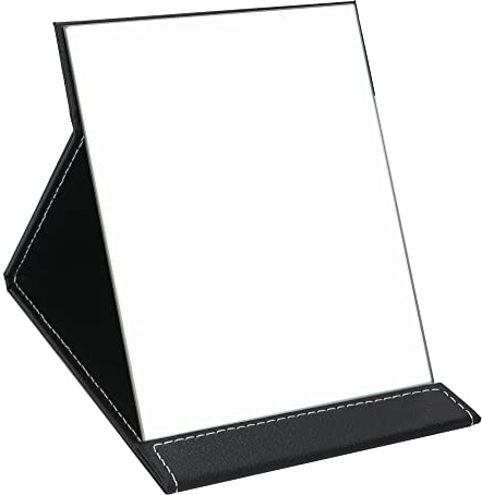 EFAILY Folding Travel Mirror, PU Portable Adjustable Rectangular Ultrathin Mirror, for Travel, Camping,Home(6.4W×5.3L)