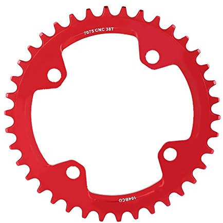 SolUptanisu Fahrradkettenblätter,Fahrradkettenring 32/34/36/38 Zähne Bcd Fahrrad Kettenblatt 104Mm Crank Länge Chainring Aluminium Mountainbike Singlespeed Kettenblatt(38T Rot)