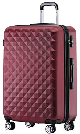 BEIBYE Zwillingsrollen 2066 Hartschale Trolley Koffer Reisekoffer Gepäck M-L-XL-Set (Weinrot, XL)