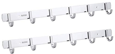 Luchs 2er Set 6-er Hakenleiste Kleiderhaken mit 6 Haken aus Edelstahl (SUS304) Garderobenhaken Handtuchhalter Garderobenleiste Mehrzweckhaken (6er Hakenleisten)