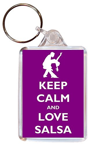 Keep Calm and Love Salsa - Double Sided Large Keyring Key Ring Fob Chain Name Tag
