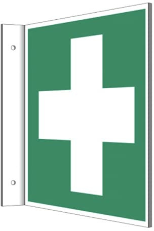 Fahnenschild Erste Hilfe Kreuz Kunststoffplatte 15x15cm nachleuchtend