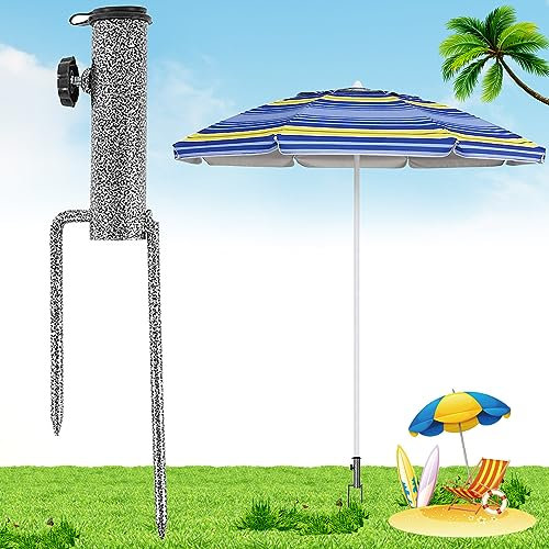 Dilightnews Metall Sonnenschirm Erdspiess, Schirmhalter Rasendorn, Sonnenschirm Halter für Outdoor Yard Beach Garden, Silber