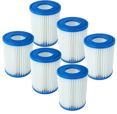 vhbw 6X Filterkartusche kompatibel mit Bestway Flowclear 2.006 l/h, 3.028 l/h Swimmingpool, Filterpumpe - Wasserfilter Blau Weiß
