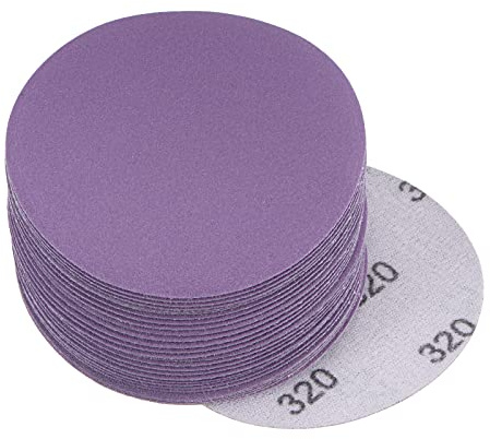 sourcing map 30Pcs 3-Inch Purple Sanding Discs 320 Grits Hook and Loop Professional Aluminum Oxide Sand Paper Wet Dry Polish for Wood Metal Paint Finishing