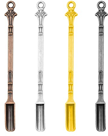 Jagowa Lot de 4 cuillères à médecine en métal – Mini cuillères en or, argent, petite fumée et 4 couleurs pour un dosage précis