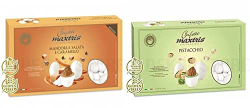 Confetti Maxtris Mandorla Salata E, Caramello & Confetti Italiani Di Mandorla, Pistacchio, 1000 Grammo