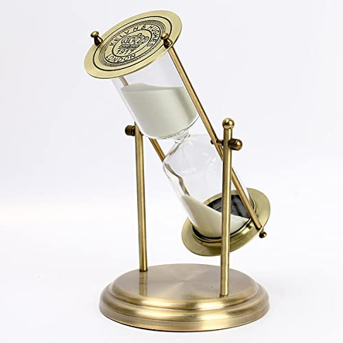 Timer a clessidra, vetro girevole vintage con sabbia, timer per sabbia da 15 minuti, clessidra in metallo e sabbia, adatto per regali, casa, scrivania, giochi, studio, decorazione ufficio (B)