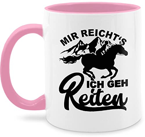 Tasse Tassen 325ml - Pferde - Mir reicht's ich geh reiten mit Pferd - schwarz - 325 ml - Rosa - tasse,mir gehe pferdetassen reit sprüche gifts for horse lovers reiter geschenke pferdeliebhaber