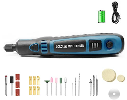 Mini Herramienta Rotativa Inalámbrica, Amoladora Eléctrica, 3 Velocidades, Batería de Litio 3.6V, con 26 Accesorios, para Lijar, Taladrar, Pulir, Grabar