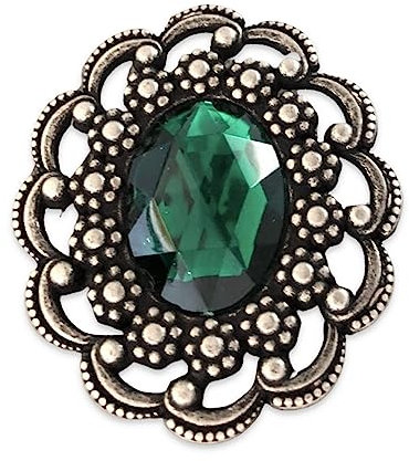 hübsche altsilber farbene mit grün Brosche zum Anstecken 50mm x 43mm (1 Stück)