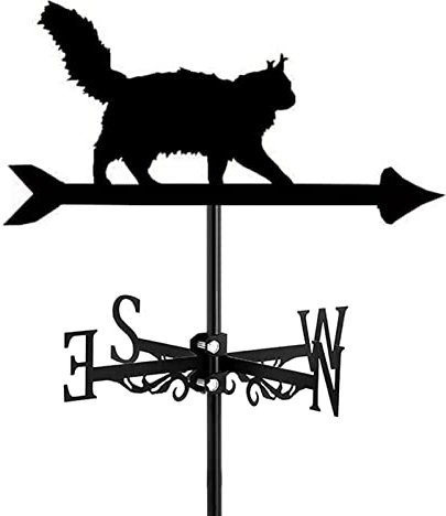 ANCNA-U Veleta de Metal para Gatos, Veleta de Viento de Acero Inoxidable para Patio con Montaje en Techo, decoración de jardín para Exteriores, Granja, Patio, jardín, Mirador, Kit de Indica
