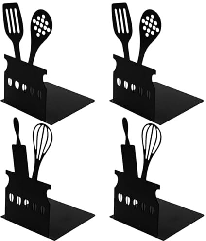 LdawyDE Serre Livre, 4 pièces cale Livre en métal Rangement Livre Bureau bibliothèque Bureau Bookends Bloc Support de Livre Noir