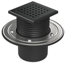 Bodenablauf - Duschablauf 125 x 125 mm - Edelstahl schwarz - DN 110 - Geruchsverschluß - mit Edelstahlflansch (G1 386-BC) - Black Line