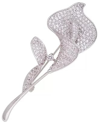 Spilla Gioiello Spilla con fiori di diamanti per donna corpetto bouquet spilla da abito accessori per cappotti argento pieno di diamanti