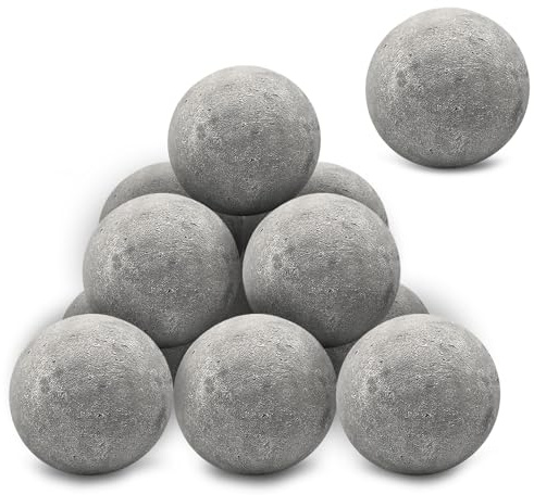 Zhenx Keramik Feuerbälle 10.2 cm 12er Set Rund Naturholz Feuerbälle Grau