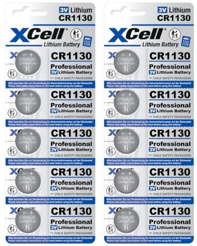 10x XCell Lithium-Knopfzelle CR1130 (2X 5er-Blister) 3V – Lange Lebensdauer & Geringe Selbstentladung – Ideal Für Uhr, Autoschlüssel, Taschenrechner