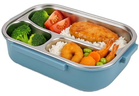 Cocoarm Thermobehälter Für Essen Kinder Isolierte Lunchbox Aus Edelstahl, Auslaufsicher, Cartoon-Design Fürund Erwachsene, Tragbarer Griff Und Löffelaufbewahrung Für Das Schulbüro (Blue)