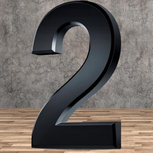 Briefkasten Nummer,4 Zoll Hausnummern, Hausnummer aus kunststoff zum kleben,Premium Qualität, Briefkastennummern, 3D Effekt Hausnummern,Schwarz (2)