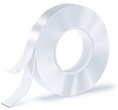 SUTOUG Cinta de Doble Cara, Nano Cinta, Cinta Transparente, Cinta sin Rastro, Extraíble, Lavable, Reutilizable, Adecuada para Alfombras, Paredes Fotográficas, Muebles de Cocina, 3m por Rollo