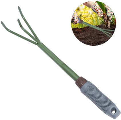 Mipcase Rastrello Da Giardino Denti in Acciaio Leggero e Portatile Strumento Robusto Per Erbacce e Terra Per Giardini Prati e Spazi Verdi