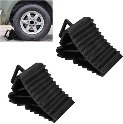 Detontek 2 Stück Unterlegkeile, Anhänger Keile mit Griff, Unterlegkeile Auto, Bremskei, Unterlegkeile Anhänger, Bremskeile für Anhänger, für Wohnwagen, Wohnmobil, Auto, Anhänger, Motorrad