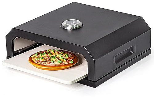 Utomhus BBQ pizzaugn, 12 bärbar vedeldad ugn med termometer - perfekt för camping och hemmabruk, kompatibel med kol/elektrisk/gasugnar