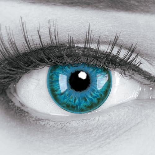 MeralenS Lentes de contacto de colores Witch Blue Blue Lentes de Halloween suaves para disfraces elegantes, Cosplay, Carnaval, Halloween, 2 unidades, 1 par de lentes de color azul, sin fuerza, lentes