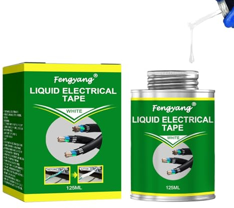 Fengyang 125 ml flytande gummi, flytande isolerande gummikappa, flytande elektrisk tejp, flytande isolering elektrisk tejp, vattentät, snabbtorkande, tejpbeständigt flamsäkert lim (vit)