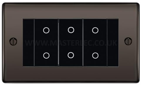 BG NBNTDM3B Black Nickel 3 Gang Triple Master Touch Dimmer Switch Black Inserts