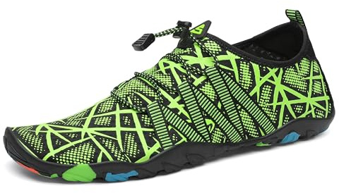 SAGUARO Zapatillas de Agua para Hombre Mujer Secado Rápido Escarpines Transpirable Antideslizantes Zapatos de Playa, Rayas Verde 38