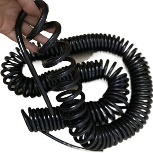 Gewundene Spirale 3-adriges elastisches Zugkabel, schwarz, 4 mm, quadratisch, 30 A, Feder-Netzkabel, Kupferspirale, Teleskopdraht Spanndraht(8 meters)