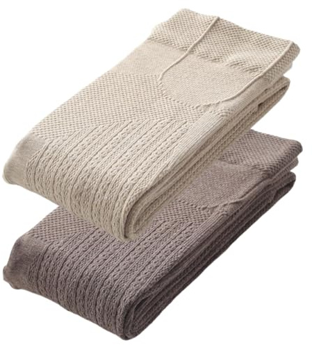 BEAHING Women's Cable Knit Tights, Brown, One Size, Striped, High Stretch, Regular Fit, Ankle Length, Polyester, Snag-Resistant, Breathable, Stylish Pattern, Winter Warmth