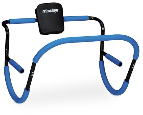 Relaxdays Bauchtrainer, Bauchmuskeltrainer, HxBxT: 68,5 x 69 x 65 cm, effektives Training zuhause, für Sit-Ups, blau