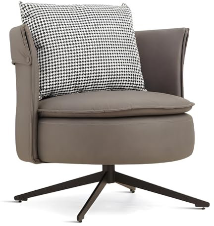 Snowflyk Sessel, Drehstuhl mit Kissen, Lounge-Sofa, Stuhl mit Stahlrahmen, weiches Kissen, Belcony, Schlafzimmer (grau)
