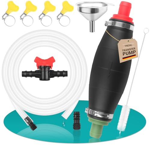 11 Pièces Pompe à Main Pompe à Huile Pompe Manuelle à Essence XL | Pompe a eau Manuelle avec Tuyau en PVC de 2m, avec Bouchon Régulateur, Entonnoir, etc Pompe Carburant
