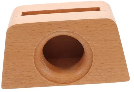 Angoily Soporte De Madera para Celular Altavoz Amplificador para Celular Funcional Escritorio Artesanal Trapezoidal para Oficina y Cama Color Madera Natural