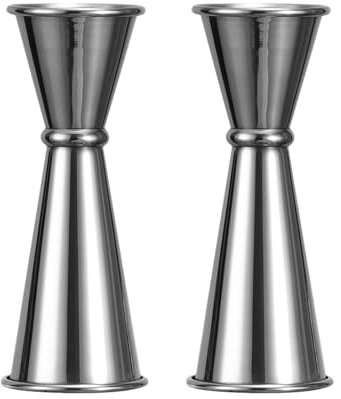 Mafagwre Lot De 2 Doseur Cocktail, Verres Doseurs pour Cocktails, 30ml/ 60ml Doseur à Alcool Double, Jigger à Cocktail en Acier Inoxydable, Doseur à Cocktail Doseur Alcool (Argent)