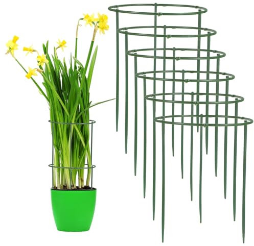 Wanmu 36Packs Plant Support Stakes, Half Round Small Plant Support Cage, Stackable 3 Tier Garden Flower Support Ring for Indoor and Outdoor Tomato, Peony, Fruits, Hydrangea, Climbing Plants