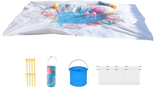 Jouet de plage pataugeoire pour enfants - Jouet de sable - Pataugeoire pour bébé avec seau pliable et sac de transport - Jouet de plage - Jouet d'été à partir de 3 ans - Bac à sable (carré)