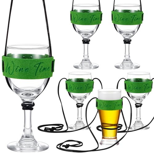 Hestya 6 Stück Portabicchiere Da Vino Al Collo Porta Bicchieri Sospesi Porta Calici Portabicchieri Sospeso Per Feste, Matrimoni, Compleanni, Picnic