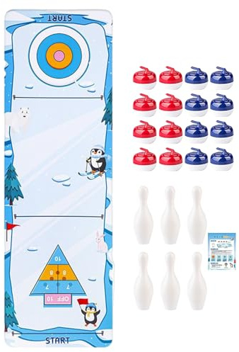 Tabletop Curling Game - Brettspiele, Familienspielzeug | Leichte Schneewelt Curling Mat Set, Interaktive Partygunst Für Studenten, Kinder Und Lustige Innenunterhaltungsfreunde