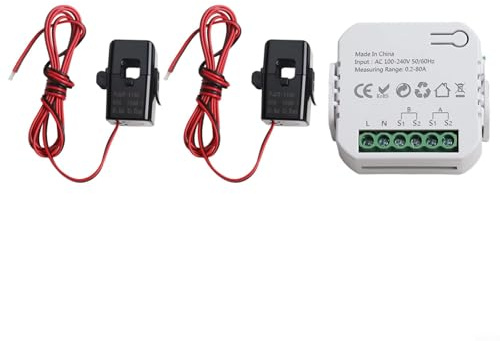 For Tuya Compteur d'énergie WiFi intelligent 2 canaux avec pince pour la puissance, la tension, la surveillance du courant avec fonction d'alarme pour améliorer l'efficacité énergétique (Blanc 2CT)