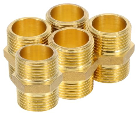DOITOOL 5 Pezzi Adattatore Raccordo Tubo in Ottone Maschio Maschio per Acqua Connessioni Diritte per Tubi Giunti Idraulici Resistenti alla Pressione di Raccordi per Tubazioni da Giardino
